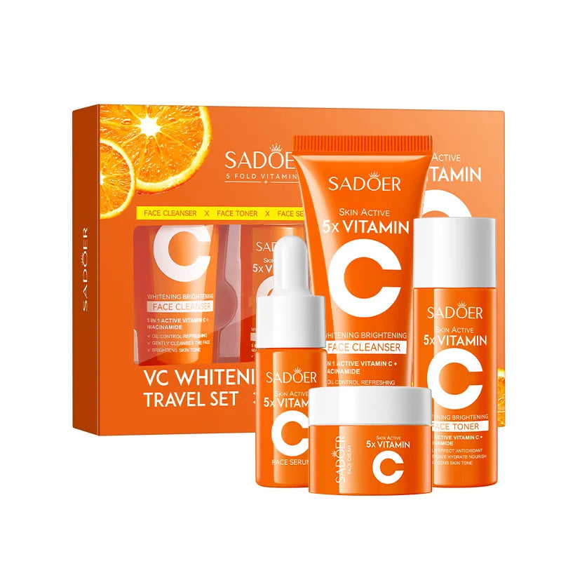 Travel Skin Care Set Five-piece vitamin C moisturizing vitamin C facial cleanser toner essence cream portable skin care products