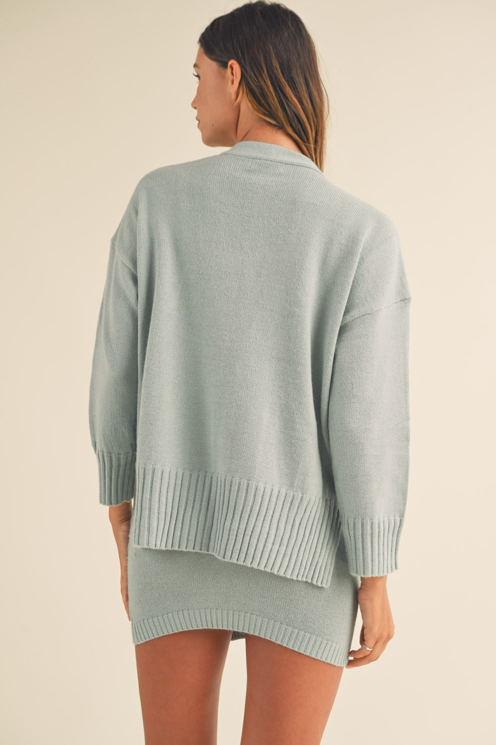 Casual Three-Pieces Sweater Set with Crop Cami, Mini Skirt, Cardigan